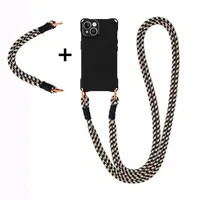 Étui souple pour iPhone 17 Air 15 16 14 13 12 11 Pro Max 16E 15 Plus avec cordon tour de cou et lanière