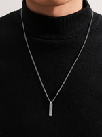 Collier étanche en acier inoxydable avec pendentif géométrique vintage en forme de bâton cubique vertical pour hommes et femmes, idéal pour les fêtes
