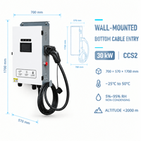 Chargeur DC CCS2 30 kW à double pistolet, charge rapide, OCPP 1.6J, RFID, IP54, pour flotte, dépôt, commercial, borne de recharge, écran tactile, paiement QR, compteur d'énergie