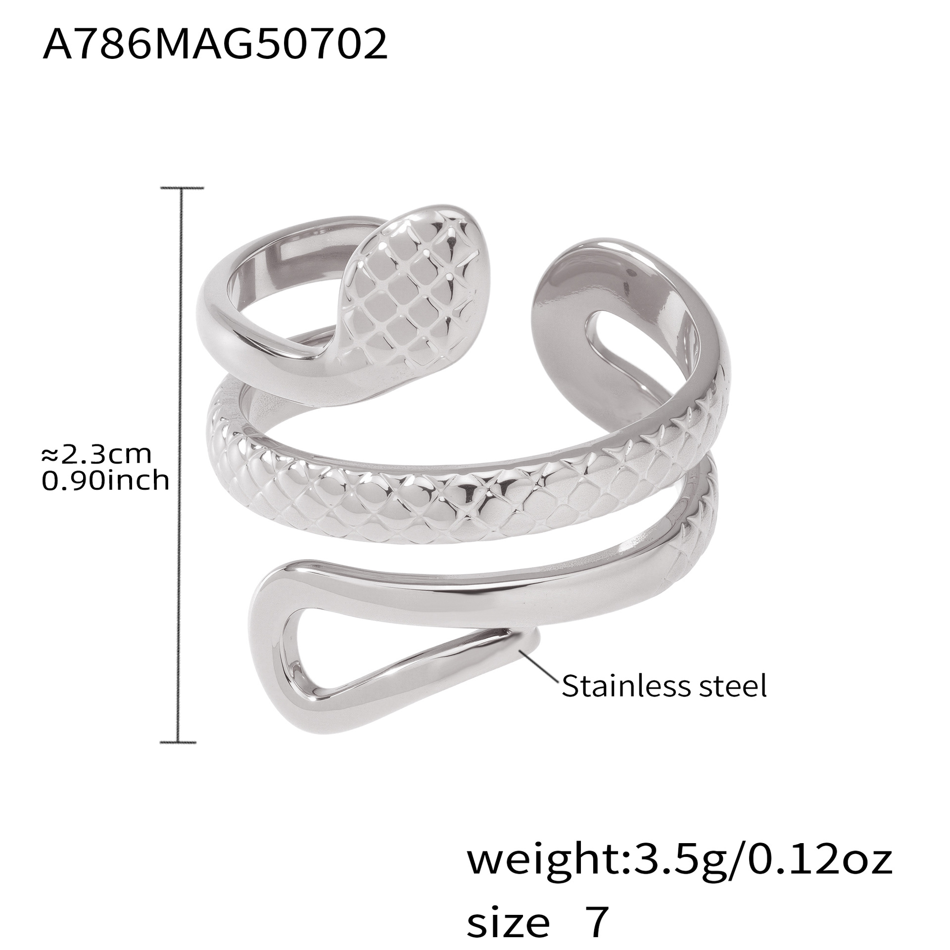 A786-steel double snake ring