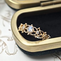 Bague ovale en pierre de lune bleue naturelle, argent sterling, filigrane ajouré, bande en dentelle, avec petits accents de zircon cubique, bijoux de mariage délicats et empilables pour femme