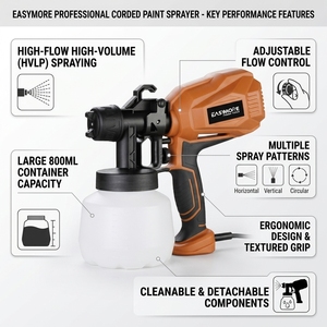 <span class=keywords><strong>Pistola</strong></span> de Pintura Eléctrica HVLP de 400W, 800ml, 3 Boquillas, con Disipación de Calor Patentada, <span class=keywords><strong>para</strong></span> <span class=keywords><strong>Pintar</strong></span> <span class=keywords><strong>Paredes</strong></span>, Muebles <span class=keywords><strong>y</strong></span> Bricolaje - Product Image 5