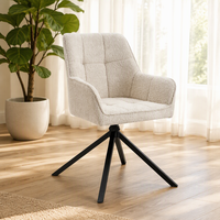 Chaise de salle à manger d'hôtel avec revêtement en tissu bouclé, accoudoirs et structure en métal, chaise de salle à manger commerciale
