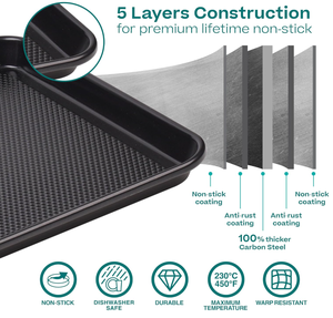 Extra-Lar 40*60 Plaque à biscuits plaquée aluminium Plaque de cuisson en acier carbone antiadhésive Poêles de cuisson rectangulaires perforées prêtes à l'emploi - Product Image 3