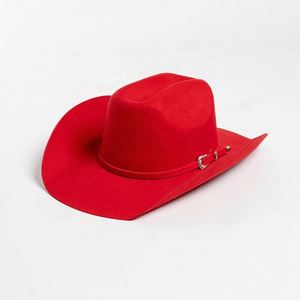 Custom Autumn and Winter New Fashion Belt Buckle Embellished Wool Fedora <b>Hat</b> Outdoor Warmth Multiple Size Large Head Cowboy <b>Hat</b> - Product Image 6
