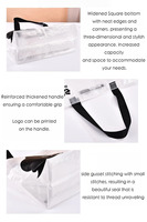 Sac en plastique tissé PP transparent réutilisable avec logo personnalisé, soufflet latéral, fond renforcé, design à bandoulière, grande capacité, imperméable, pour vêtements et cadeaux