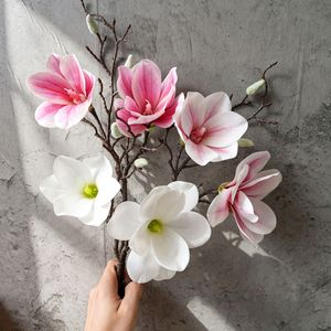 ดอกแมกโนเลียปลอมแบบก้านเดี่ยว CallaFloral สีขาวชมพู สมจริง เหมาะสำหรับตกแต่งงานแต่งงาน ทำจาก PVC ยางนิ่ม - Product Image 1