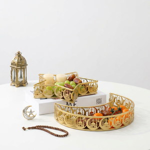 Decoraciones de Mesa para Ramadán 2027, Bandejas de Almacenamiento Islámicas de Hierro con Forma de Luna y Estrella para Dátiles y Velas - Product Image 3