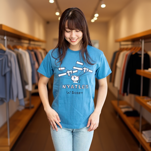 T-shirt Nyatles a maniche corte con stampa gatto unisex blu SCOPY - Product Image 3