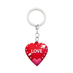 3D Custom Love Shape PVC Keychain Soft Rubber Plastic Key Chains For Valentine's Day