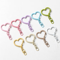 Mousqueton pivotant coloré en forme de cœur avec fermoir à ressort, crochet porte-clés, breloque de sac, pendentif bijou, accessoires pour la fabrication de jouets DIY