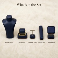 Ensemble de présentoirs à bijoux en cuir de qualité supérieure, buste modulaire pour colliers et support pour bracelets pour les bijouteries et la photographie