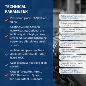 Actuador Eléctrico de Movimiento Lineal con Acoplamiento de Horquilla ISO5210, Eje Cuadrado, Señal de Entrada 4-20mA para Tratamiento de Agua - Product Image 4