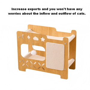 Lit pour chat en bois de luxe avec griffoir intégré 2 en 1, meuble pour chat d'intérieur, grand espace, mobilier pour chat pour chats corpulents - Product Image 3
