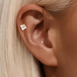Pendiente de bola irregular exquisito de plata 925 con baño de oro de 18K de Canner, de moda para mujer - Product Image 6