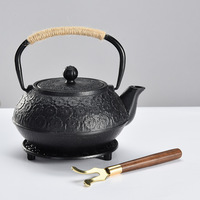 Théière en fonte de 1000 ml, émail noir mat, bouilloire Tetsubin avec infuseur en acier inoxydable pour le thé et le café