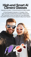 Lunettes Intelligentes avec Caméra HD 8MP, Transfert WIFI, Longue Autonomie de Batterie, Son Surround, Appel BT, Lunettes IA 2026 W611 Pro, Étanche IPX-5