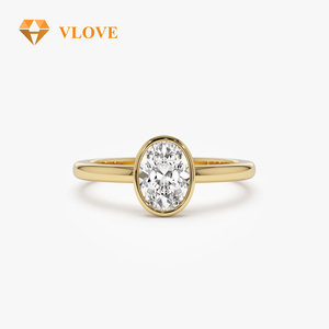Bague en or 14 carats avec <span class=keywords><strong>diamant</strong></span> de laboratoire personnalisé de 5 carats, coupe ovale, taille 6.5, bague de fiançailles - Product Image 1