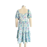 Robe pour fille en gros, robe à col rond en tissu de soie de lait, manches courtes, vêtements d'été pour bébé, robe patchwork pour 0-9T