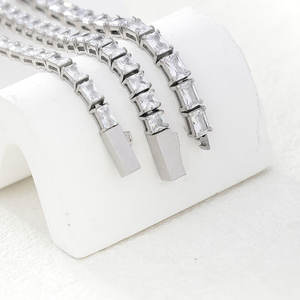 Pulseras de <span class=keywords><strong>Tenis</strong></span> de Acero Inoxidable 316L <span class=keywords><strong>con</strong></span> Circonita, Estilo Hiphop, Resistentes al Deslustre, Impermeables, Lindas y Delicadas para Hombres y Mujeres - Product Image 3