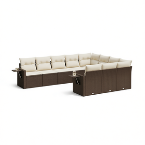 Set Divano da Giardino in Rattan PE Marrone, Arredamento da Esterno Pieghevole, Design Contemporaneo con Cuscini in Schiuma ad Alta Densità - Product Image 1