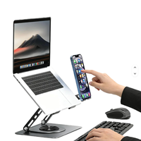 360 °   Support d'ordinateur portable rotatif avec support de téléphone, support ergonomique réglable en acier au carbone pour bureau de jeu, MacBook, ordinateur portable, OEM, ODM