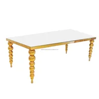 Tables de banquet élégantes de décoration d'événement d'acier inoxydable d'or avec des jambes de boule