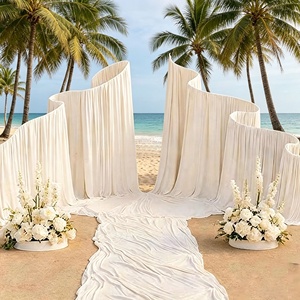 Modern Romantic Party Supplies Outdoor Wedding Arch <b>Backdrop</b> S Wave Shape Steel <b>Backdrop</b> <b>Stand</b> with Fabric Drape Cover - Product Image 1