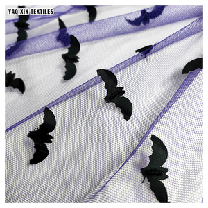 YX2264-1 Mới Thời Trang Halloween Vải Dệt Dơi Màu Đen 3D Thêu Váy Lưới Vải Mềm Tulle 100 Polyester Vải - Product Image 5