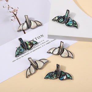 Natural Sea Shell Fishtail Broche Pingente Natural Branco Shell DIY Abalone Shell Oceano Série Brinco Colar Acessórios - Product Image 1