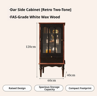 Meuble d'appoint vintage en bois massif de style français avec rangement intégré, esthétique moderne du milieu du siècle, sensation de qualité supérieure, mobilier de maison