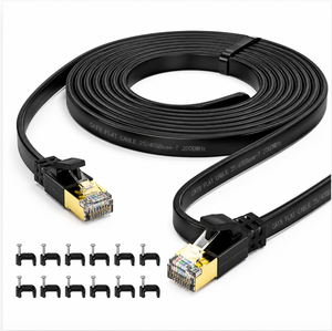 Cat8 Flat S/FTP Ethernet Patch Cord 30AWG Bare Copper <b>RJ45</b> Network <b>Cable</b> 40Gbps 2000MHz Fast Delivery - Product Image 1