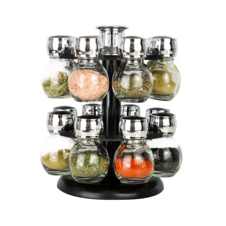 Potes de vidro de tempero, frascos de vidro de tempero de 16 peças, recipientes para cozinha, pote de tempero, multiuso