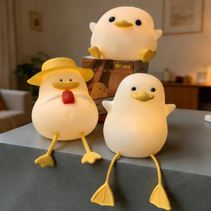 -style Duck Pat-<b>Light</b> Silicone Night <b>Light</b> <b>Mood</b> Lamp Rechargeable Table Lamp Color-Changing Stepless Dimming Cute Design - Product Image 1