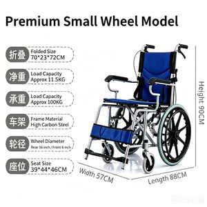 Manual Wheelchair <b>Foldable</b> Steel Frame <b>Trolley</b> Chair Model XL22 1 Year Warranty Blue Seat for Home Travel Clinic Use - Product Image 2