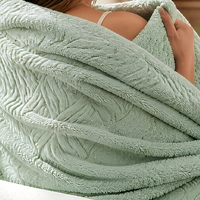 Couverture en polaire sherpa jacquard de luxe, double face, épaisse, chaude, vert sauge, réversible, douce et moelleuse, pour canapé, lit, maison, voyage