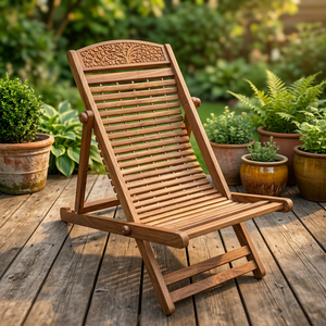 Fauteuil Ezi en bois de Sheesham, chaise en bois artisanale avec finition naturelle pour la maison, le salon, la détente et la relaxation - Product Image 4
