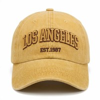 Casquette de baseball vintage en denim délavé 100 % coton à 6 panneaux, ajustable, motif lettres sportif, chapeau de soleil d'extérieur unisexe
