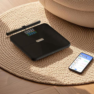 Pèse-personne intelligent Bluetooth rechargeable, noir, rectangulaire, précision 0,05 kg, usage domestique avec synchronisation via application - Product Image 1
