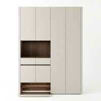 Meuble à chaussures minimaliste moderne pour entrée, gris, avec éclairage LED, sans poignées