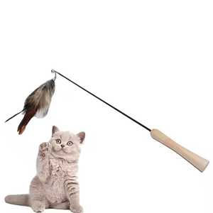 Nieuwe Populaire Multi-Gevederde Gevederde Kat Speelgoed Met Verwisselbaar Hoofd Ontwerp Lange Paal Kat <span class=keywords><strong>Teaser</strong></span> Met Zuig Bel String - Product Image 2
