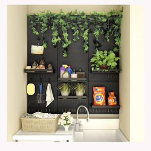 Yerden tasarruf sağlayan Metal paslanmaz çelik duvara monte bulaşık baharat rafı Pegboard depolama tutucu mutfak yüzen raflar raf - Product Image 6