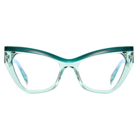 Monture de lunettes optiques Partagas œil de chat géométrique avec charnière à ressort et branches à clipser, anti-lumière bleue, pour femmes