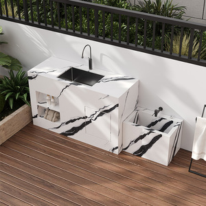 Lavabo Rectangular Minimalista Moderno de Piedra, Lavabo Integrado para Balcón, Lavabo Exterior para Patio - Product Image 2