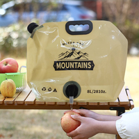 Sac de stockage d'eau pliable de 8 L de qualité alimentaire, imprimé en héliogravure, conteneur portable d'urgence pour boissons gazeuses avec robinet pour la randonnée