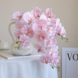 Orquídea artificial de flor de seda al por mayor, flor de 9 cabezas, <span class=keywords><strong>rosa</strong></span>, <span class=keywords><strong>azul</strong></span>, verde, orquídea simulada para boda, decoración del hogar, flor de Orquídea - Product Image 1