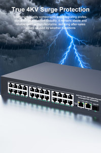 Switch Ethernet réseau non géré 24 ports 10/100M PoE avec 2 ports Uplink Gigabit et 1 port SFP, prise en charge VLAN pour systèmes de vidéosurveillance - Product Image 1