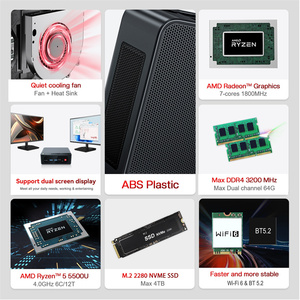 Mini PC <span class=keywords><strong>Beelink</strong></span> <span class=keywords><strong>SER5</strong></span> AMD R5 5500U con Windows 11, Carcasa Metálica, LAN 2.5G, WiFi 6, BT5.2, 16GB/32GB DDR4, Compatible con Pantalla Dual DP 1.4 y 4K HD - Product Image 3