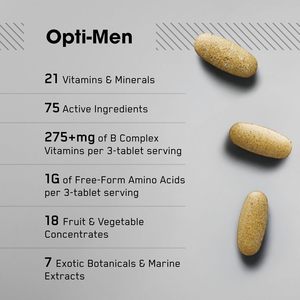 Integratore Multivitaminico e Multiminerale Quotidiano Personalizzato, Supporto Immunitario, Energia e Concentrazione, <span class=keywords><strong>Compresse</strong></span> OPTI-MEN SHANGMEI, 150 <span class=keywords><strong>Compresse</strong></span> - Product Image 2
