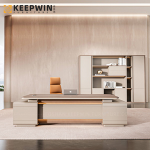 Hiện đại màu xám gỗ tròn thiết kế nội thất văn phòng quản lý giám đốc Ông Chủ CEO bàn văn phòng với lưu trữ bảng phụ bảng điều hành - Product Image 6